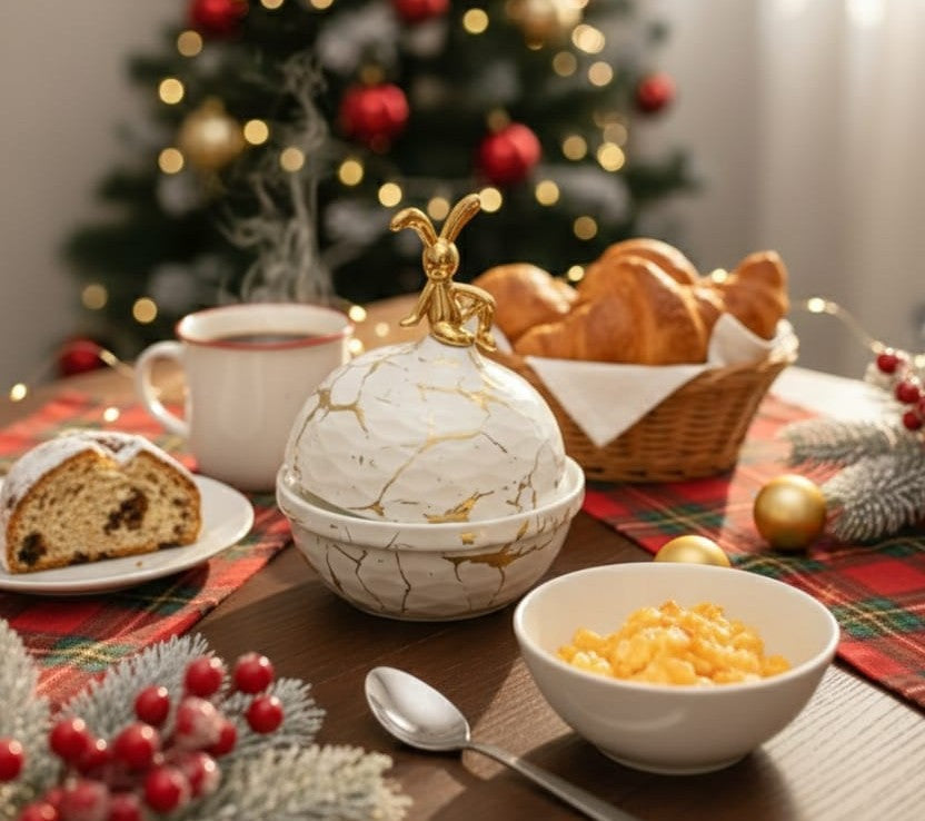 Ceramic marble white sugardish and snack plate