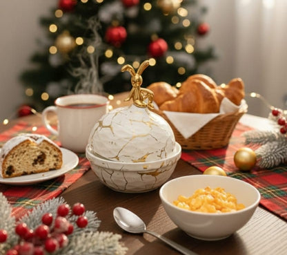 Ceramic marble white sugardish and snack plate