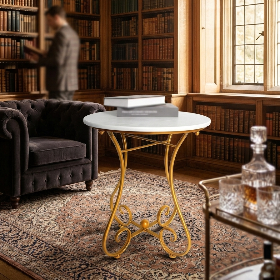 Round coffee table with modern design for living room use and home décor styling
