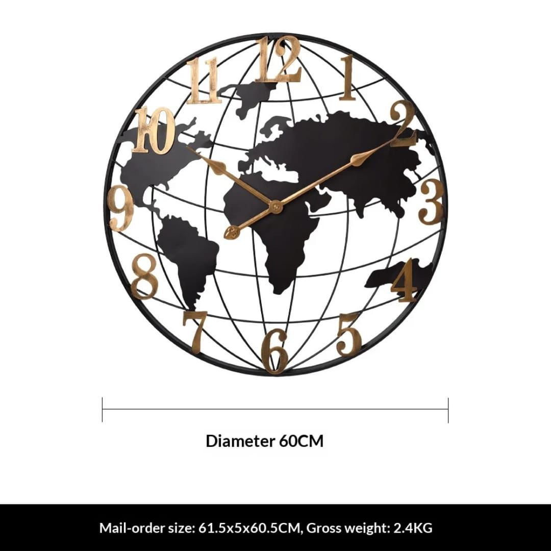 World Map Quartz Wall Clock – 60cm