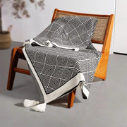 Bohemian Knitted Throw Blanket With Tassels
