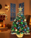 Mini Tabletop Christmas Tree with Decorations and Lights