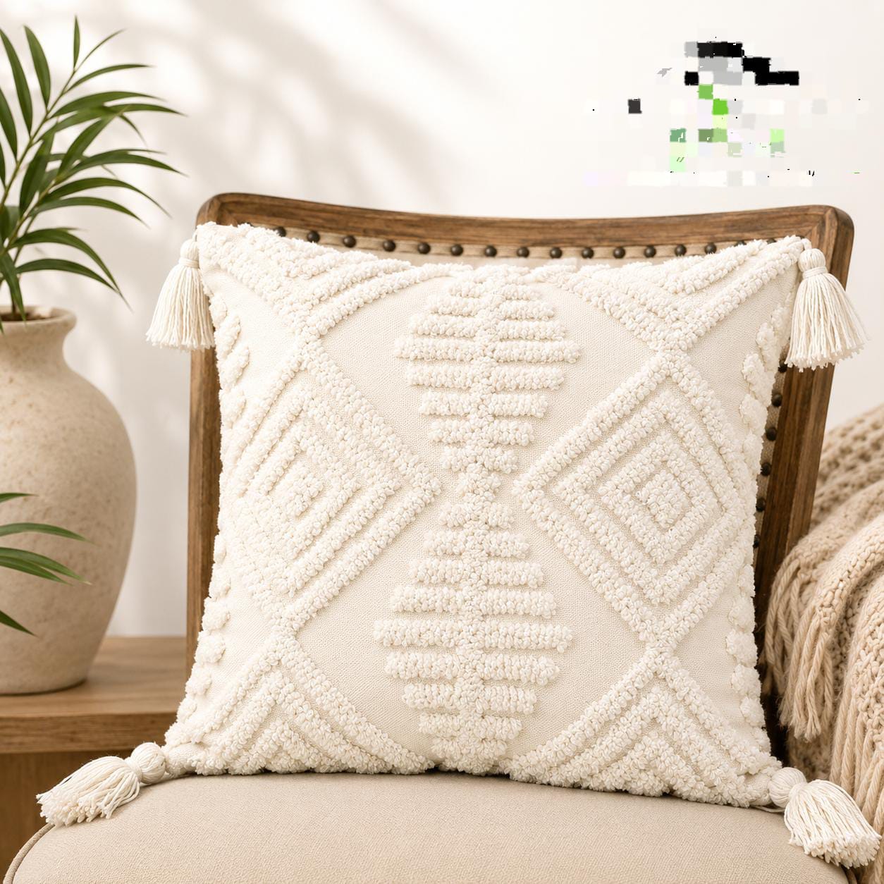6Pcs Boho Vintage Tufted Throw Pillow Covers with Tassels