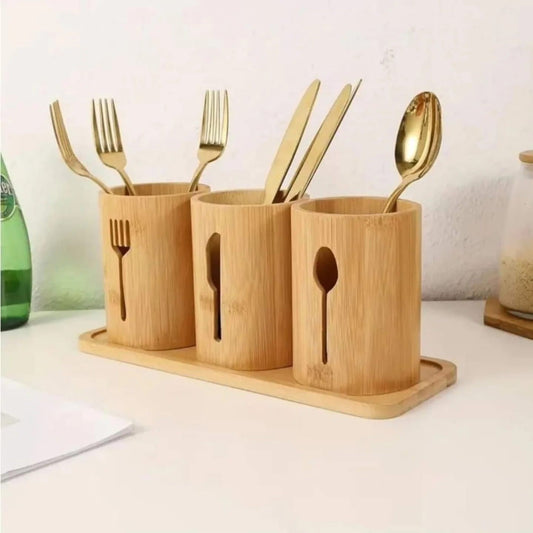 4 In 1 Bamboo Cutlery Holder