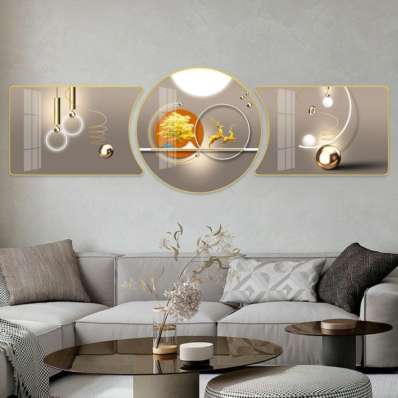 3Pc Crystal Porcelain Decorative Wall Painting Set