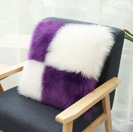 Soft faux fur throw pillow case in a 45 by 45 centimeter size.