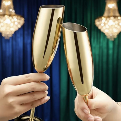 A pair of Gold Stainless steel wine Glass 270ml