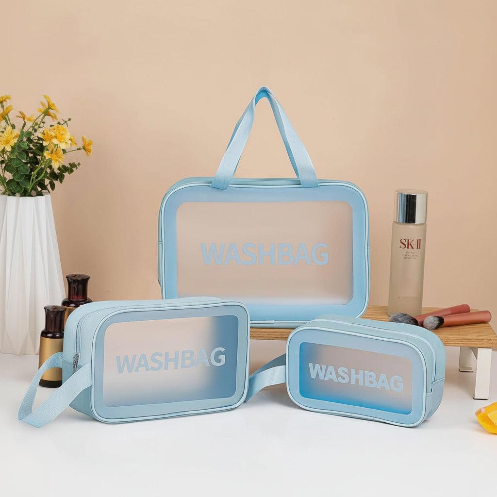 3 Piece Wash Bag and Cosmetic Set