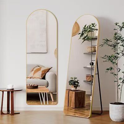 Full length dressing mirror 40 by 150 cm in gold or white, free standing or leaning mirror for bedroom or entryway.