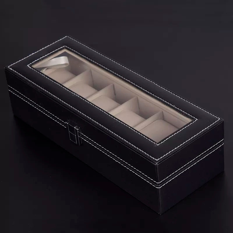 6 Slot Leather Watch Organizer with Lock