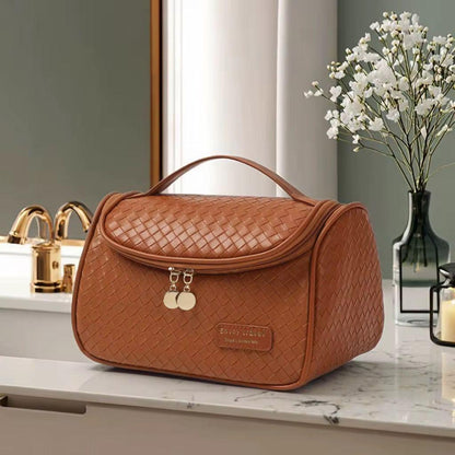 Leather Travel Makeup & Cosmetics Organizer Bag