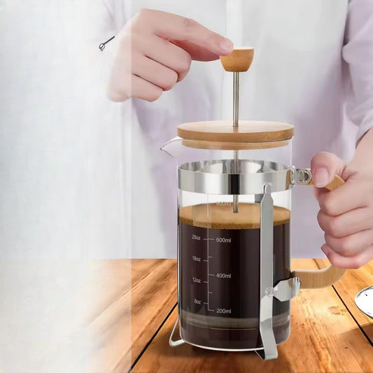 800ML French Press coffee maker with thickened glass and stainless steel filter