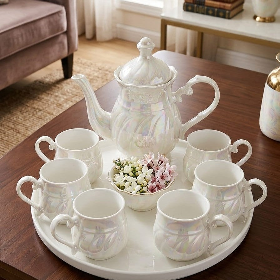 9Pc Pearlescent Charm Tea Set