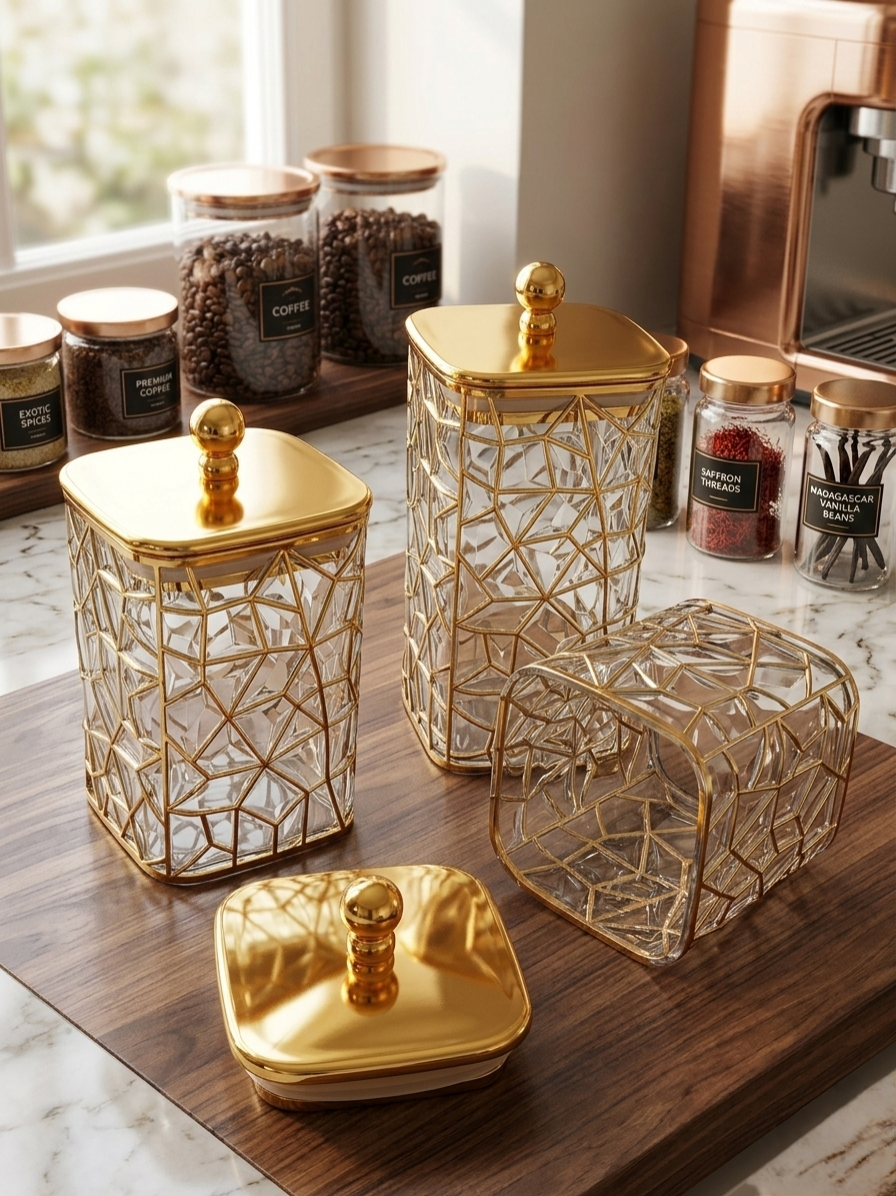 3 In 1 Transparent Acrylic Storage Jars Set