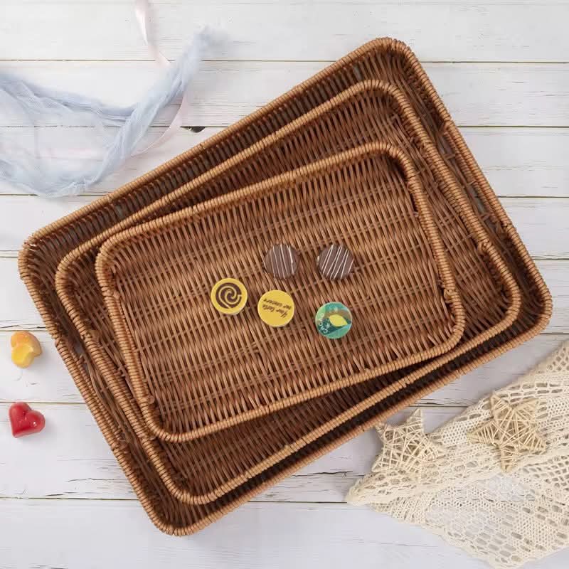 3-in-1 Rattan Trays/Wicker Baskets