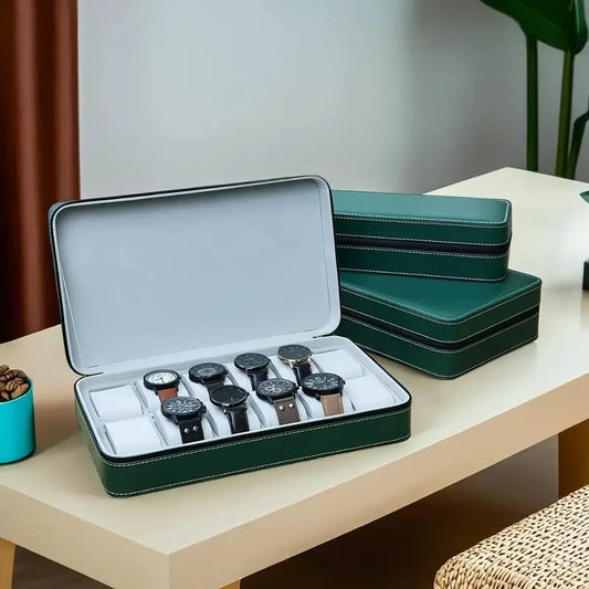 12-slot Watch organizer storage box for personal or business use, dust-free compartments.