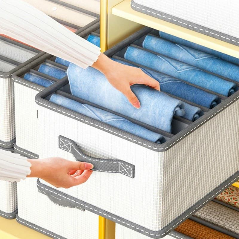 Foldable 9 grid fabric drawer organizer for clothes and accessories storage