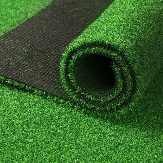 Artificial grass carpet roll with realistic green finish and thick pile