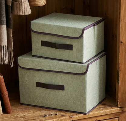 2 Piece foldable fabric storage box set for clothes toys and quilt organization