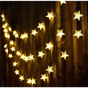12 metre solar powered outdoor fairy lights with 100 star shaped LED lights for Christmas and garden decoration