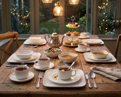30pcs Square Ripped Dinner Set