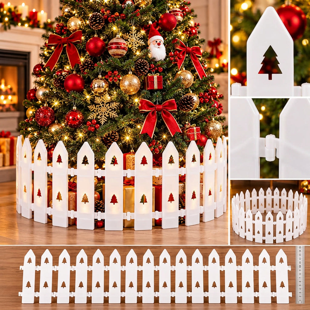 10 Piece White Christmas Tree Fence Set, 120cm, with Seasonal Cut-Out Designs for Festive Displays available in Nairobi, Kenya