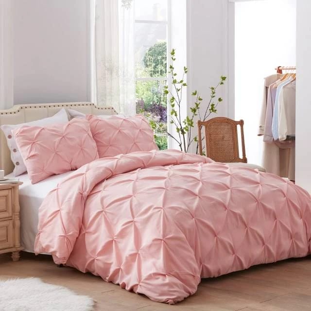 Pinch Pleat Cross Pintuck Duvet Cover Set