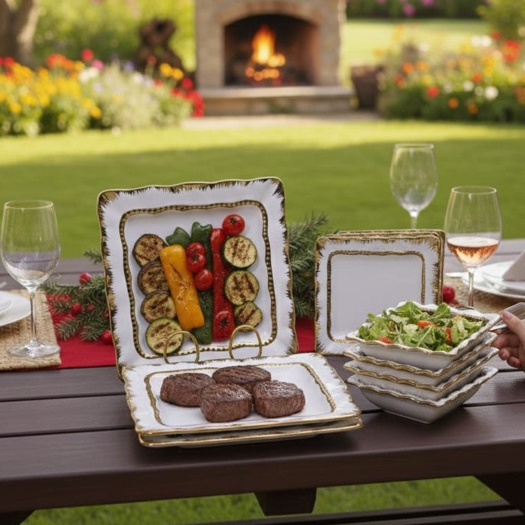 18Pc Gold Detail Ceramic Dinner Set