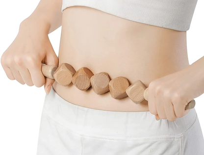 6-cube wooden massage roller for lymphatic drainage and muscle relief