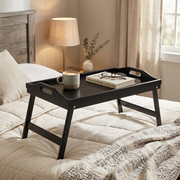 Foldable bamboo bed tray for breakfast, laptop use, and multipurpose home convenience