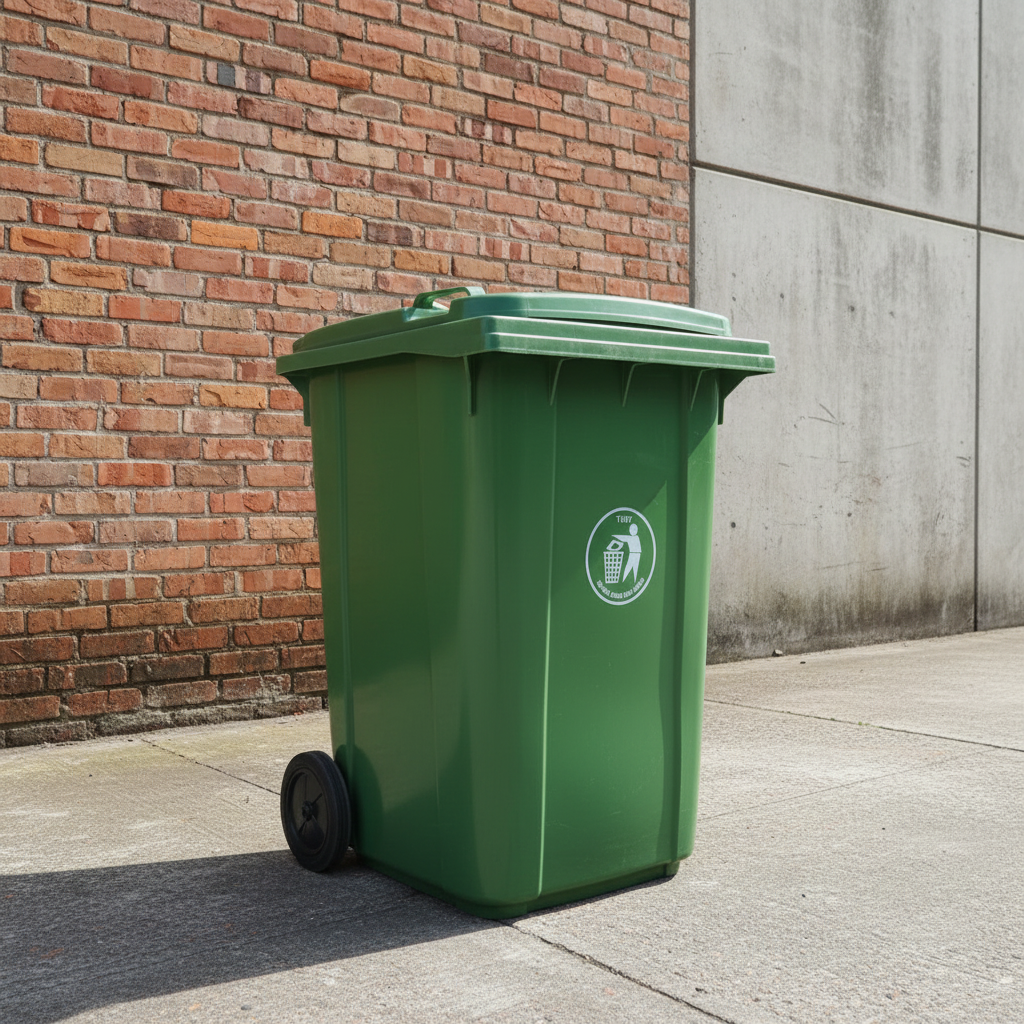 TT dustbin with wheels designed for efficient waste collection and transportation in residential, commercial, and industrial environment
