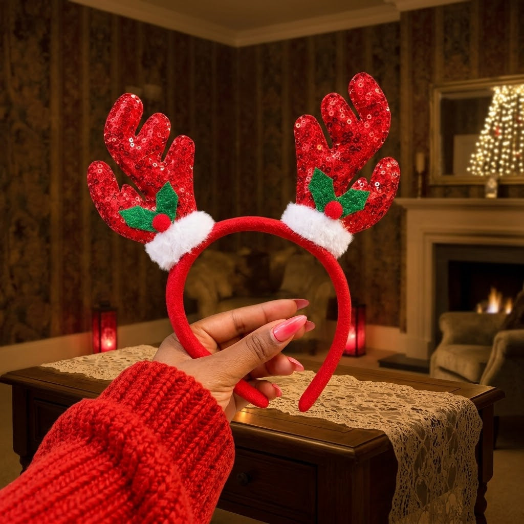 4pcs set Christmas Reindeer Antler Headband