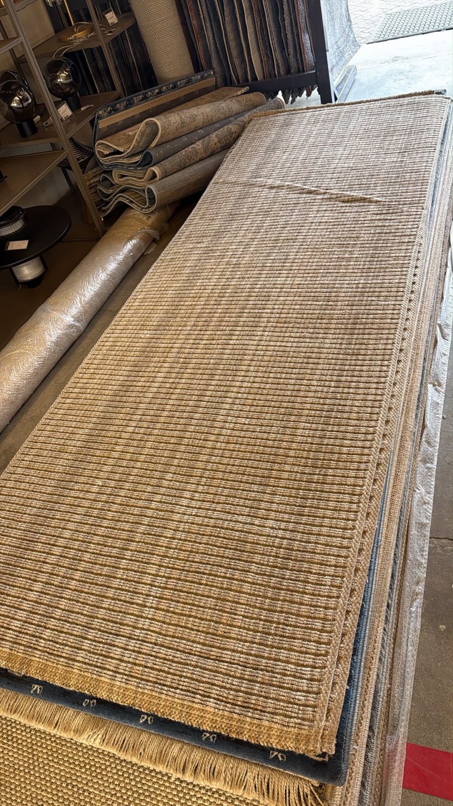 Dawood Lifestyle & Gadgets ke Timeless T03 natural beige woven corridor runner rug with horizontal ribbed texture and fringe ends
