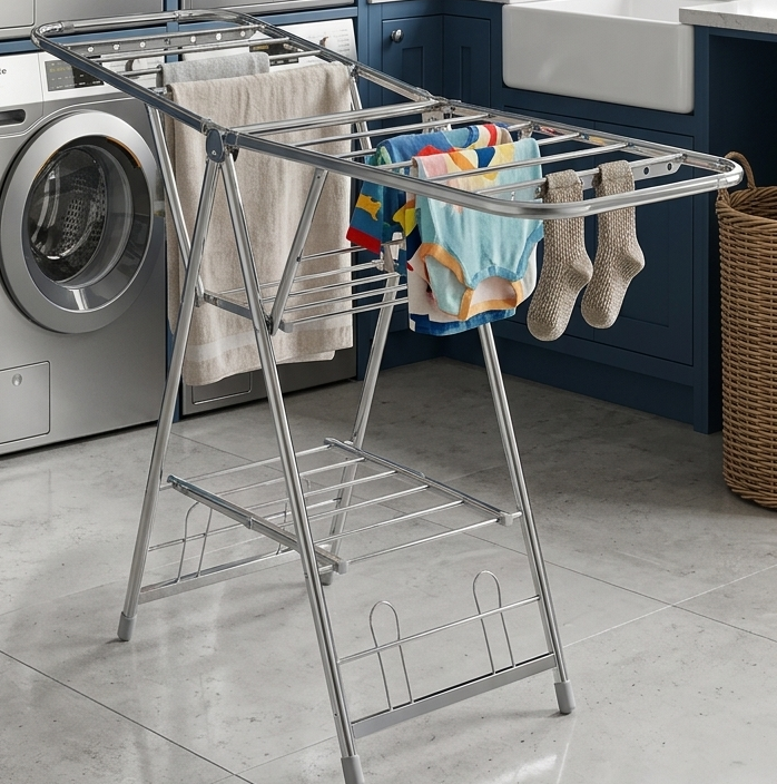 Movable Foldable Laundry Drying Rack