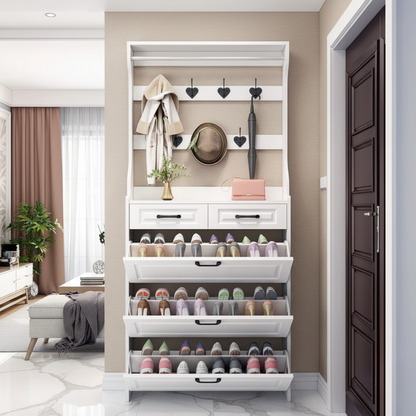 Hallway Shoe Cabinet with Coat Rack