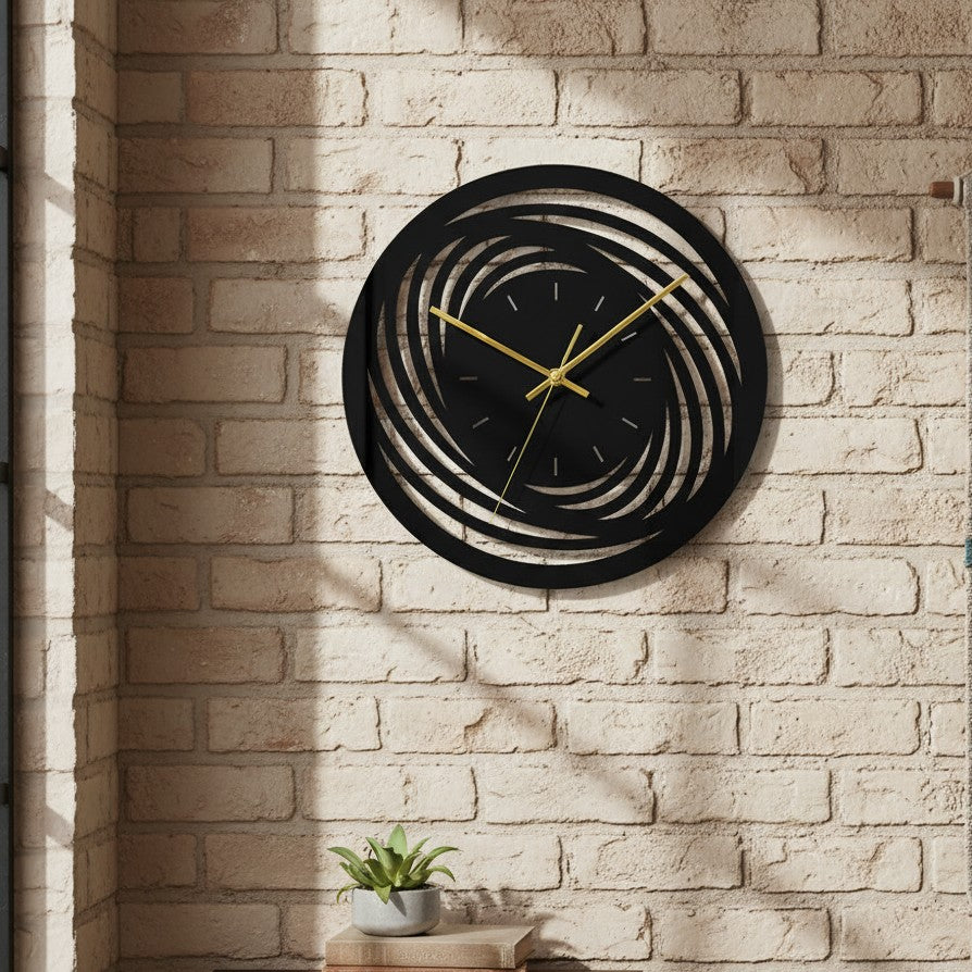 Black 3D acrylic round digital wall clock, 30cm diameter, modern home décor