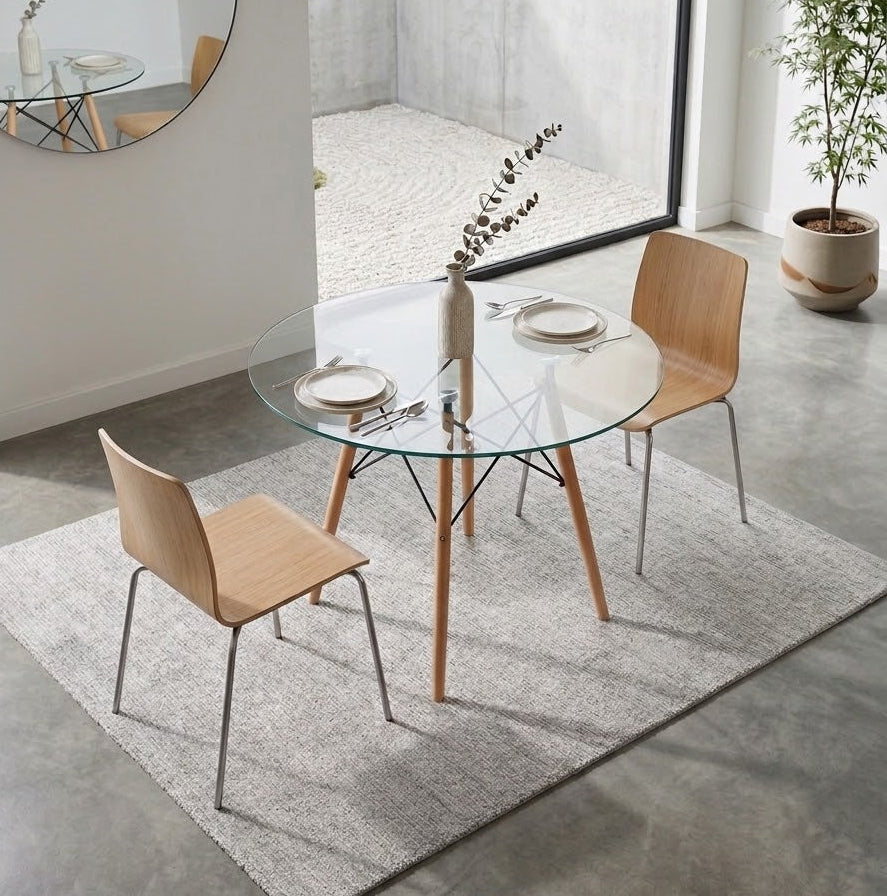 70cm Tempered Round Glass Table