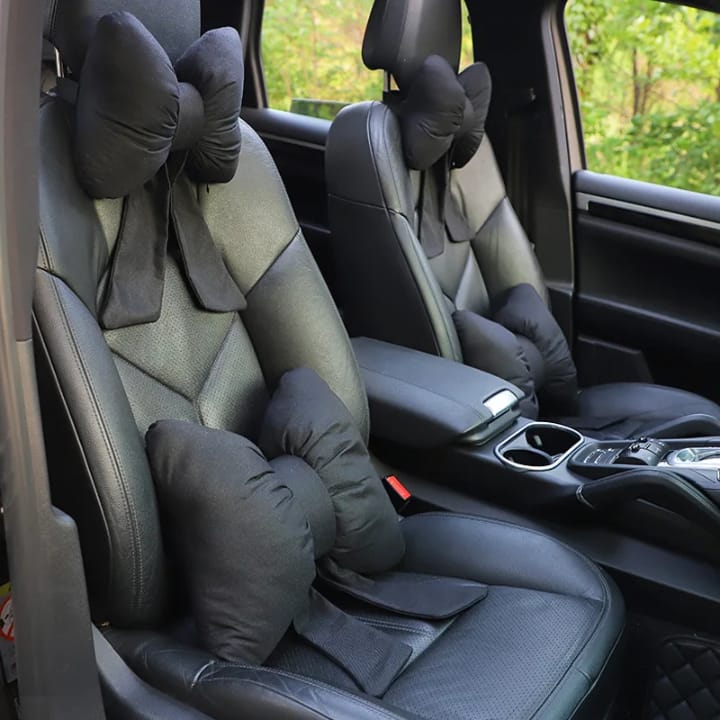 Bow Car Seat Cushion Set – 2 Piece Plush Seat Covers