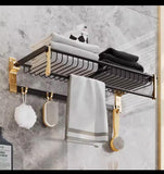Multifunctional Wall-Mounted Bathroom Towel Rack With Hooks