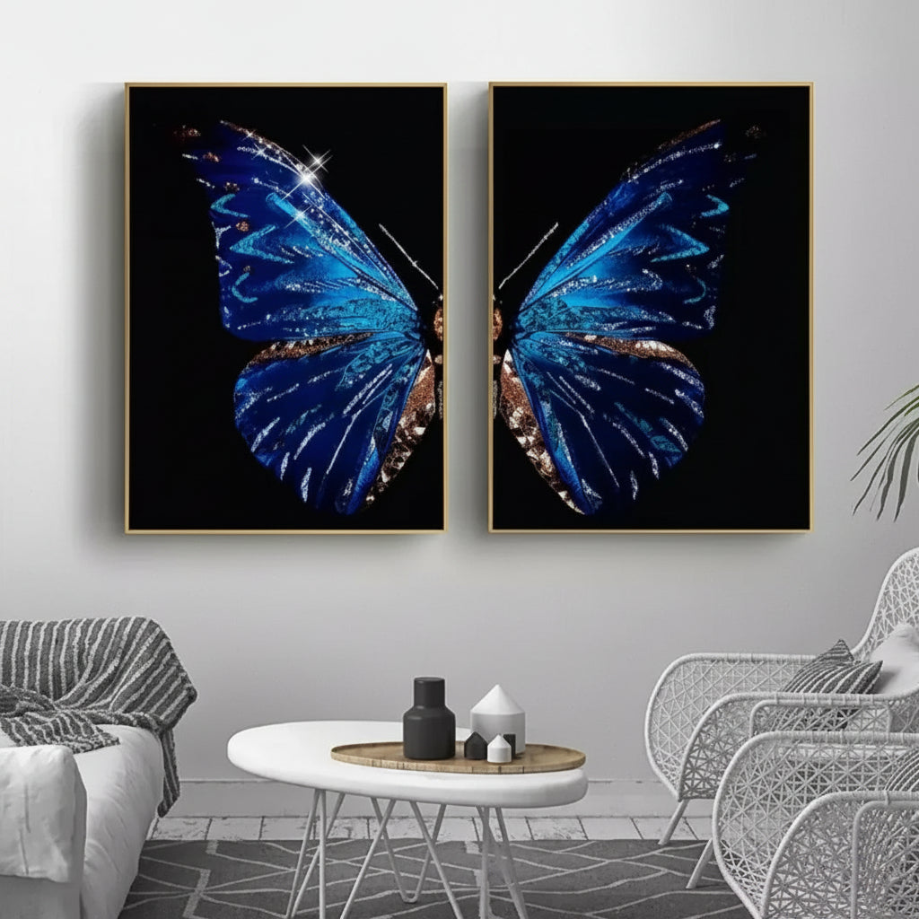 Set of two decorative butterfly wing wall art pieces for modern home décor