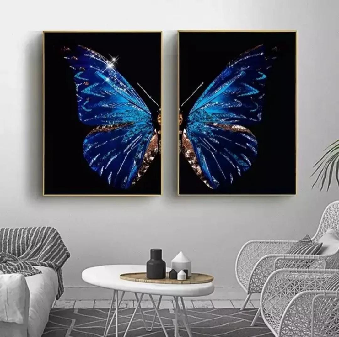 Set of two decorative butterfly wing wall art pieces for modern home décor
