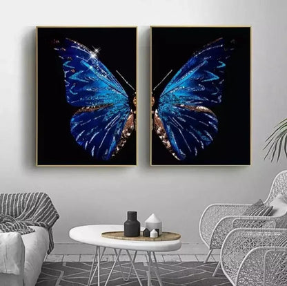 Set of two decorative butterfly wing wall art pieces for modern home décor