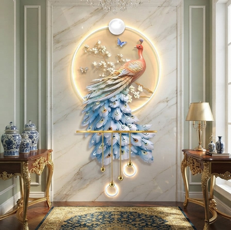 LED Peacock Wall Sculpture with Remote Control