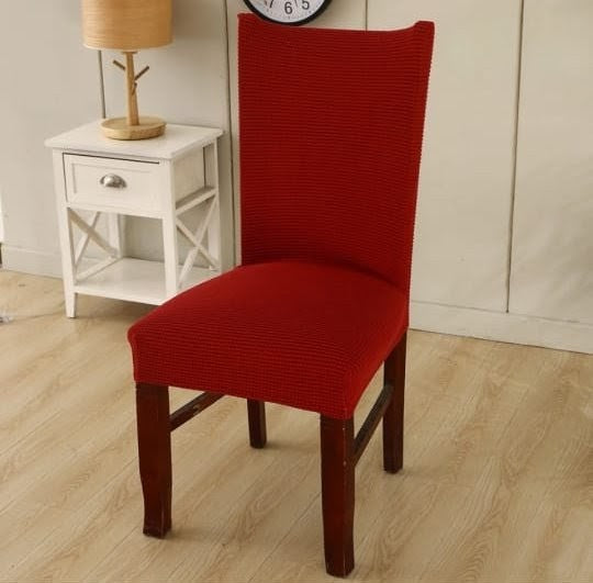Set of six dining seat covers fitted on dining chairs