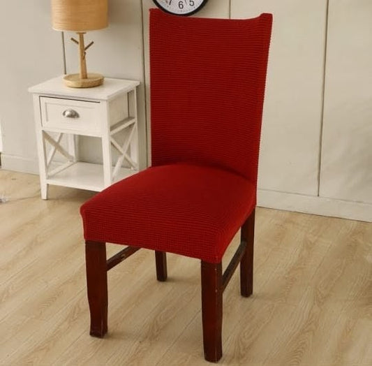 Set of six dining seat covers fitted on dining chairs