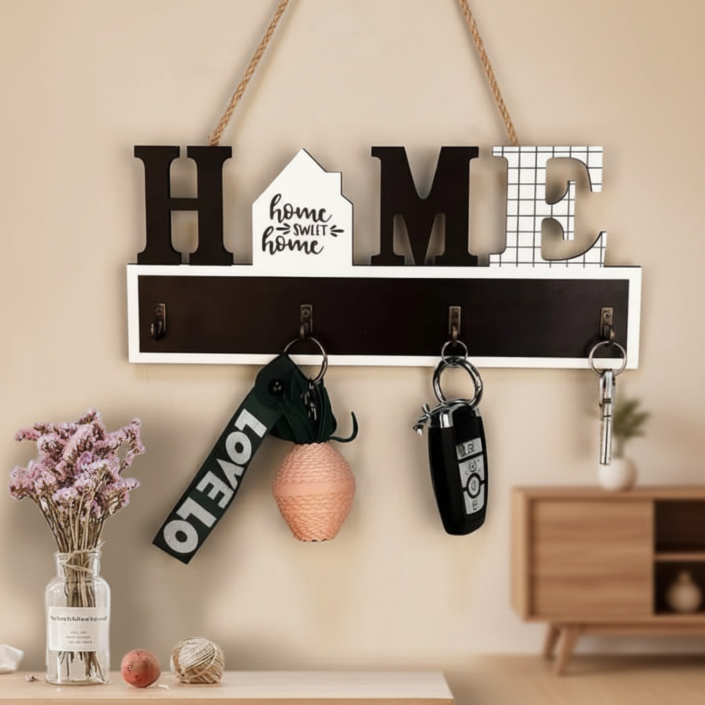 Wooden Wall Key Hanger & Bag Rack