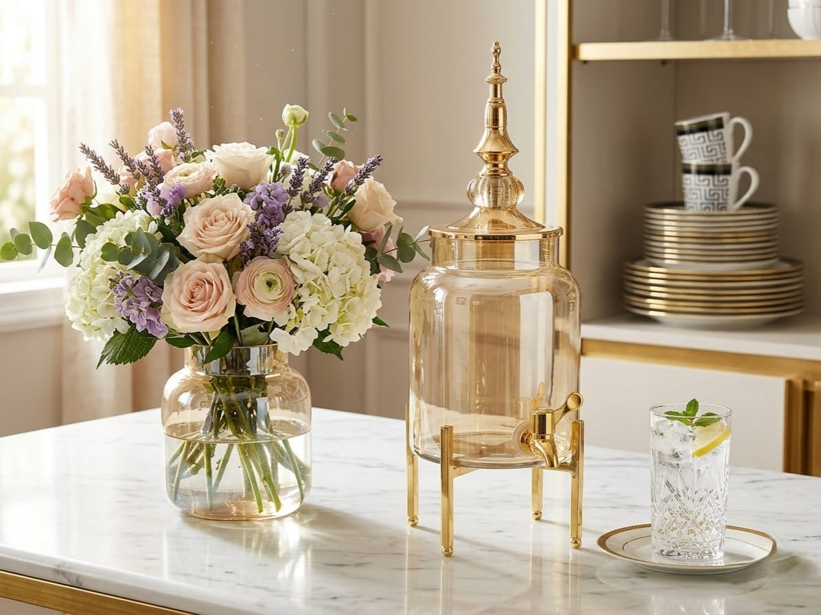 2.5Litres glass decanter with tap for serving drinks easily