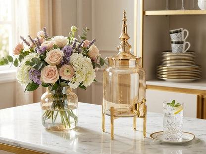 2.5Litres glass decanter with tap for serving drinks easily