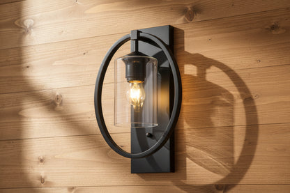 Black Cylindrical Glass Wall Fixture-PL 1134-01-BK