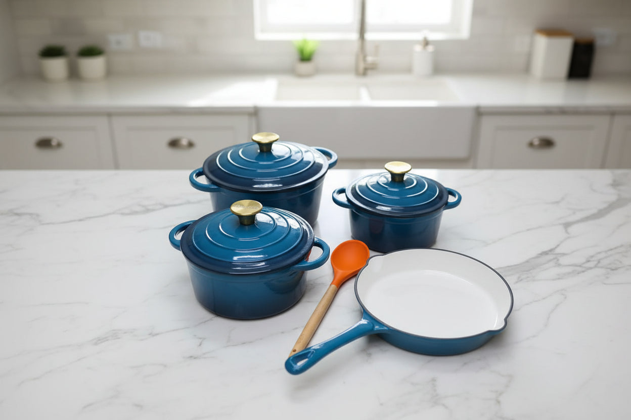 7-Piece Enamel Cast Iron Cookware Set